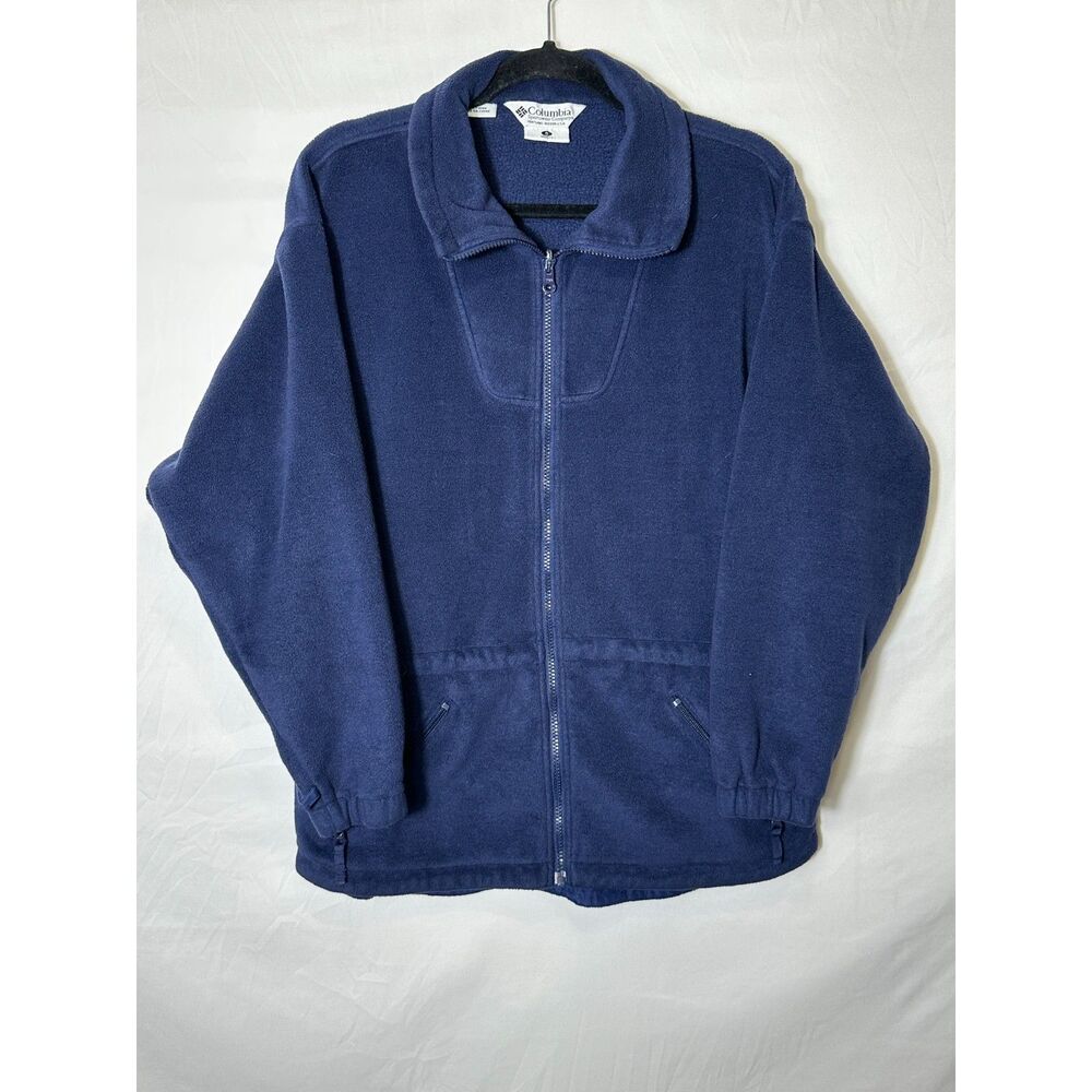 Columbia Women's Utility Navy Blue Front Zip Fleece Jacket Cinch Waist Size S
